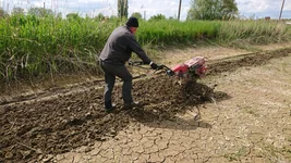 Der Teichboden wird vor dem Bespannen gefräst, dass sich mehr Naturnahrung bilden kann.